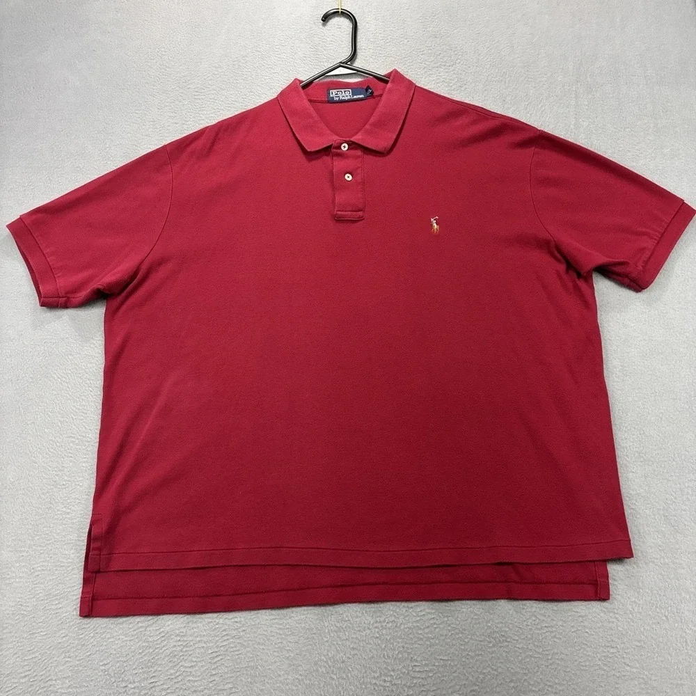 Vintage polo Ralph Lauren shirt Mens 2XL Red‎ flesh pony Short Sleeves Preppy